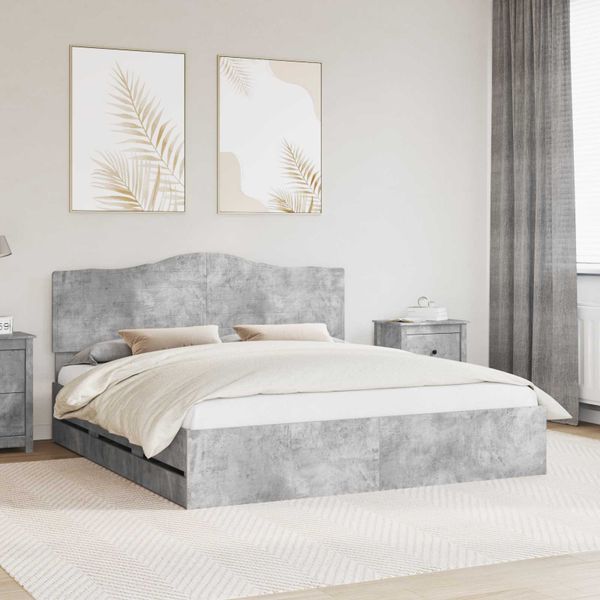 vidaXL Rám postele Betónovo Sivá 200 x 200 cm Inžinierske drevo