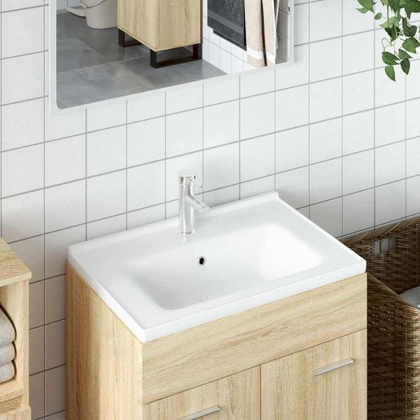 vidaXL Kúpeľňové umývadlo biele 71x48x19,5 cm obdĺžnikové keramické