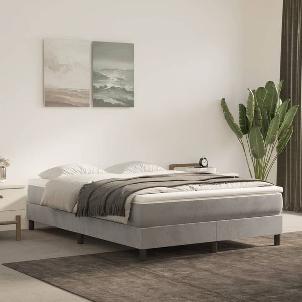 vidaXL Posteľný rám s boxspringom bledosivý 140x200 cm zamat