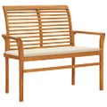 vidaXL Záhradná lavička a krémová podložka 112 cm teakový masív