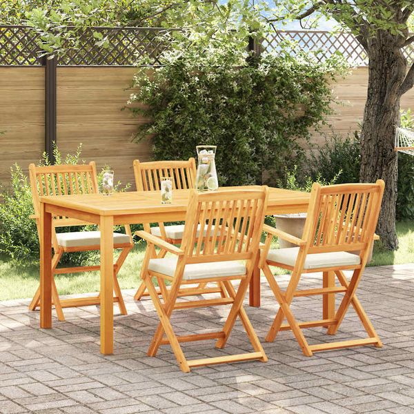 vidaXL Skladacia stolička 4 pcs Biela 49 x 57.5 x 92 cm Akáciový masív