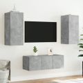 vidaXL 4-dielne TV nástenné skrinky s LED betónovo sivé kompozit.drevo