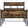 vidaXL Posteľný rám bez matraca dymový dub 100x200 cm kompozitné drevo