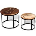 vidaXL Konferenčné stolíky 2 ks, recyklovaný masív, okrúhle 40cm/50cm