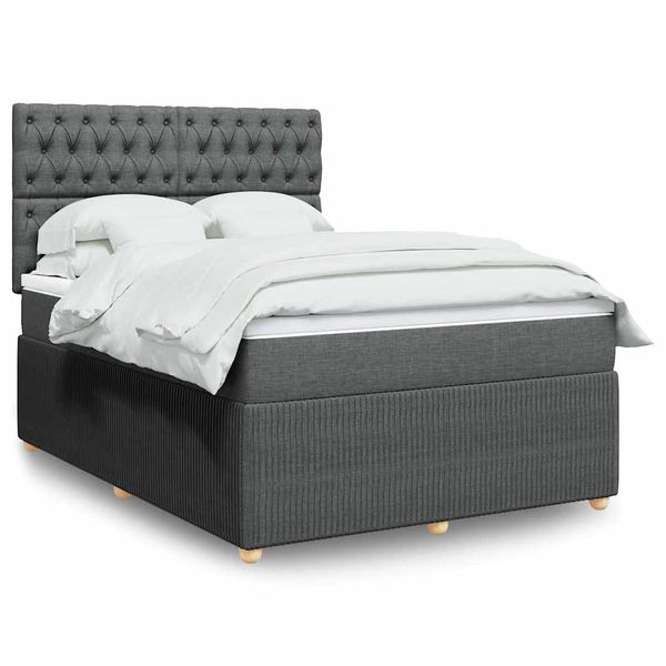 vidaXL Boxspring posteľ s matracom tmavosivá 160x200 cm látka