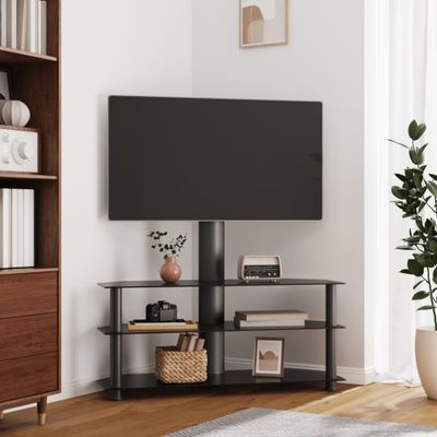 vidaXL Rohový TV stojan 3-vrstvový pre 32-70 palcov čierny