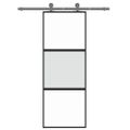 vidaXL Posuvné dvere čierne 76x205 cm tvrdené sklo a hliník