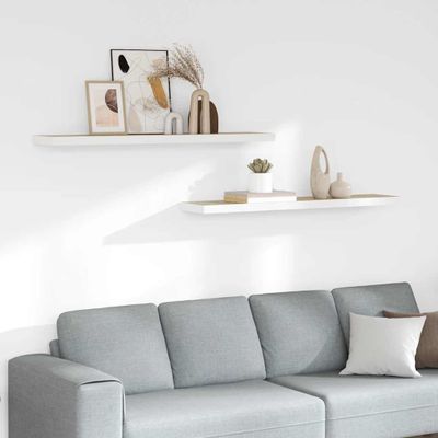 vidaXL Plávajúce nástenné police 2 ks dub a biele 120x23,5x3,8 cm MDF