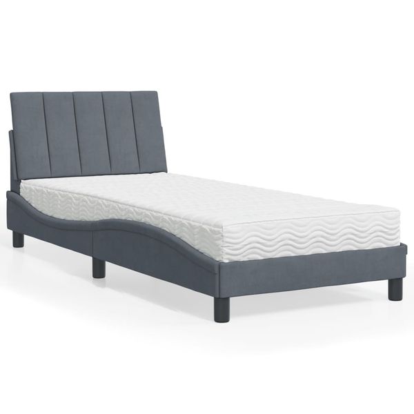 vidaXL Posteľ s matracom Hanko tmavosivý 80x200 cm zamat