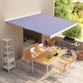 vidaXL Motorizovaná kazetová markíza 350x250 cm modrá a biela