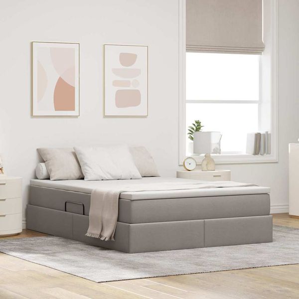 vidaXL Postel s úložným prostorem a matrací Sivohnedá 140 x 200 cm