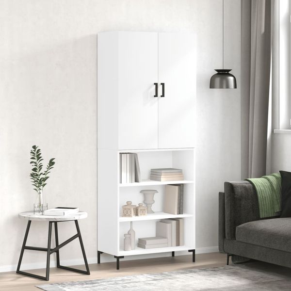 vidaXL Vysoká skrinka biela 69,5x34x180 cm spracované drevo