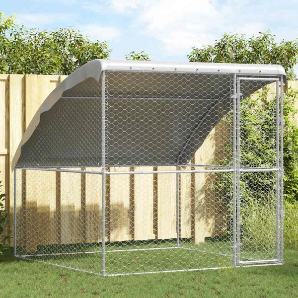 vidaXL Psí kennel s úložiskom Strieborná 2 x 2 x 2 m Pozinkovaná oceľ