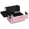 vidaXL Kufrík na make-up ružový 22x30x21 cm hliníkový