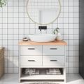 vidaXL Kúpeľňová doska bledohnedá 100x40x(2-6) cm ošetrený masív