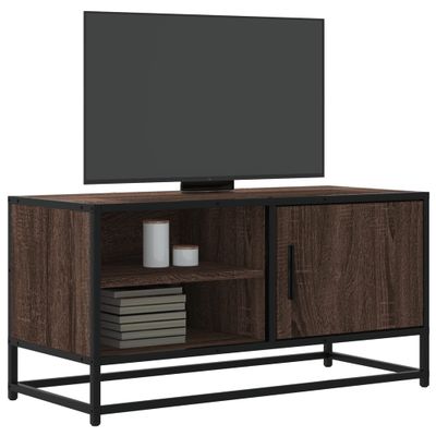 vidaXL TV skrinka hnedý dub 80x34,5x40 cm kompozitné drevo a kov
