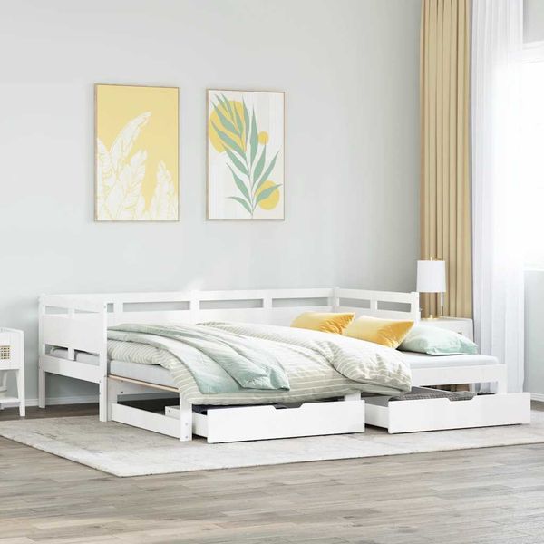 vidaXL Rozkladacia denná posteľ s matracmi bez matraca biela 90x200 cm