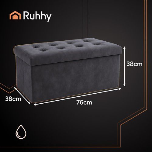 Úložný puf XXL 76x38x38cm Ruhhy 26130, šedý zamat Úložný puf XXL 76x38x38cm Ruhhy 26130, šedý samet