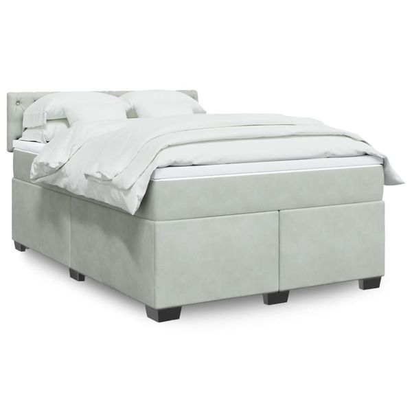vidaXL Posteľný rám boxsping s matracom bledosivý 140x190 cm zamat