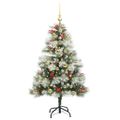 vidaXL Umelý vianočný stromček Zelená a biela 120 cm PVC, kov a plast
