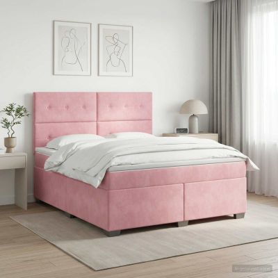 vidaXL Posteľ boxspring s matracom Ružová 140 x 190 cm Zamat