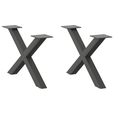 vidaXL Nohy konferenčného stolíka v tvare X, 2 ks, antracitové, 60 x (30-31) cm, oceľ