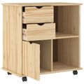 vidaXL Koliesková skriňa 63,5 x 39 x 65,5 cm Masívne borovicové drevo