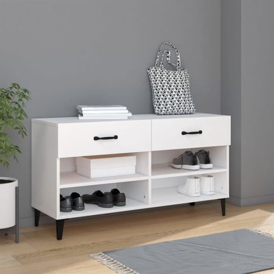 vidaXL Botník biely 102x35x55 cm spracované drevo