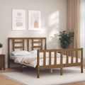 vidaXL Rám postele s čelom medovohnedý 140x190 cm masívne drevo