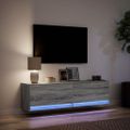 vidaXL TV nástenná skrinka s LED svetlami sivá sonoma 140x31x38 cm