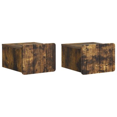 vidaXL Nástenná nočná skrinka 2 pcs Dymový dub 33 x 34,5 x 24 cm