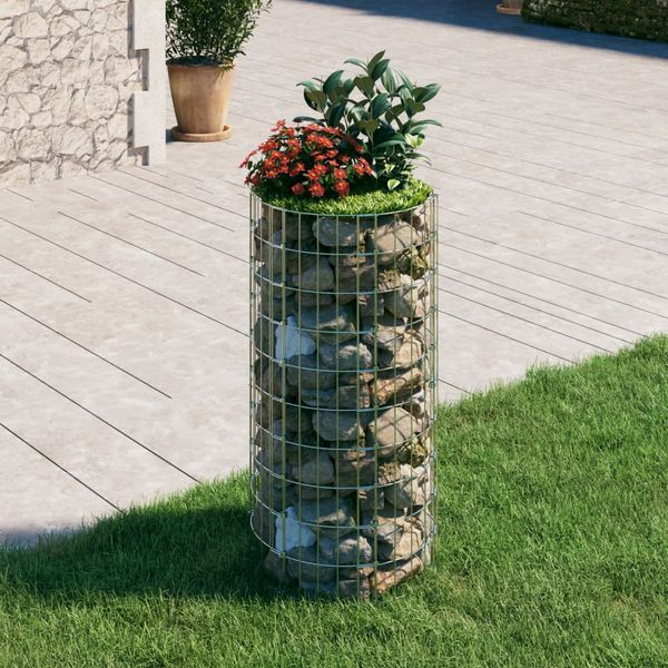 vidaXL Kruhový gabiónový stĺp pozinkovaná oceľ Ø50x100 cm