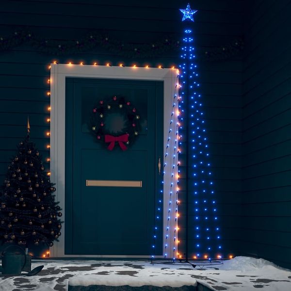 vidaXL Vianočný stromček, kužeľ, 136 LED, modré svetlo 70x240 cm