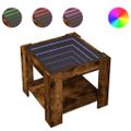 vidaXL Konferenčný stolík s LED dymový dub 53x53x45cm kompozitné drevo