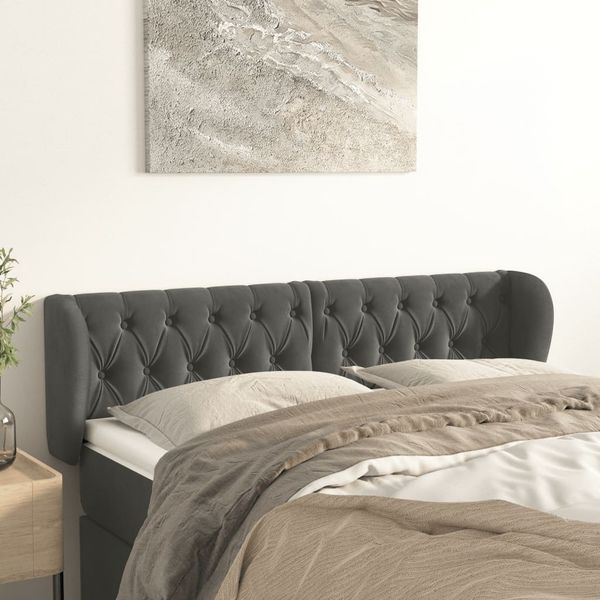 vidaXL Čelo postele so záhybmi tmavosivé 163x23x78/88 cm zamat