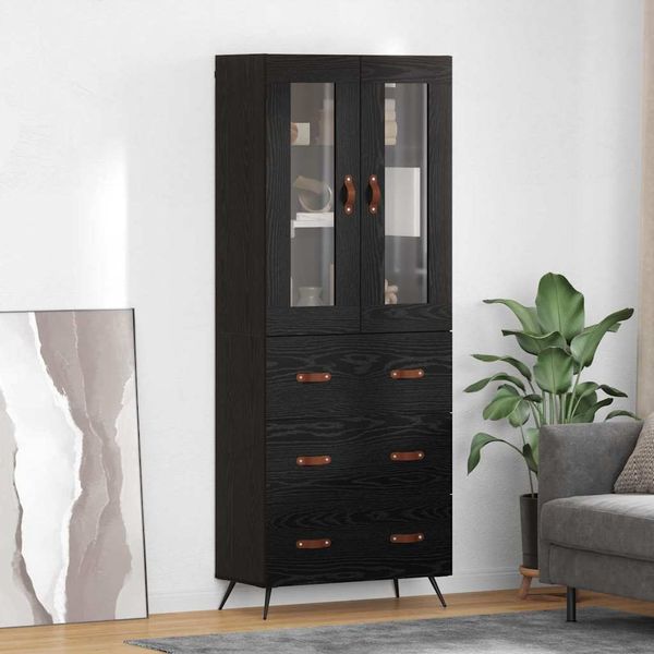 vidaXL Vysoký kabinet so policou 2 pcs Čierny dub Kompozitné drevo