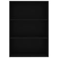 vidaXL Knižnica s 3 policami, čierna 80x30x114 cm, drevotrieska