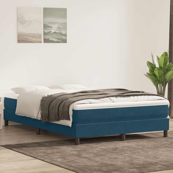 vidaXL Box Spring Posteľ bez matraca Tmavomodrá 160x220 cm Zamat