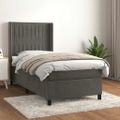 vidaXL Posteľný rám boxspring s matracom tmavosivý 90x200 cm zamat