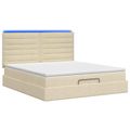 vidaXL Ottoman posteľ s matracom a LED Krémová 140 x 190 cm Látka