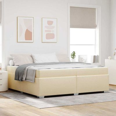 vidaXL Rám postele s matracmi Krémová 200 x 200 cm látka