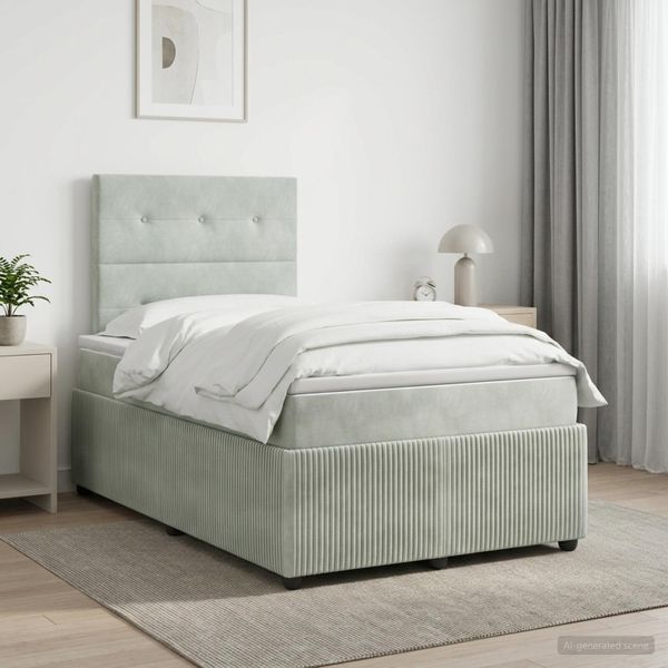 vidaXL Posteľ boxspring s matracom Svetlosivá 120 x 200 cm Zamat