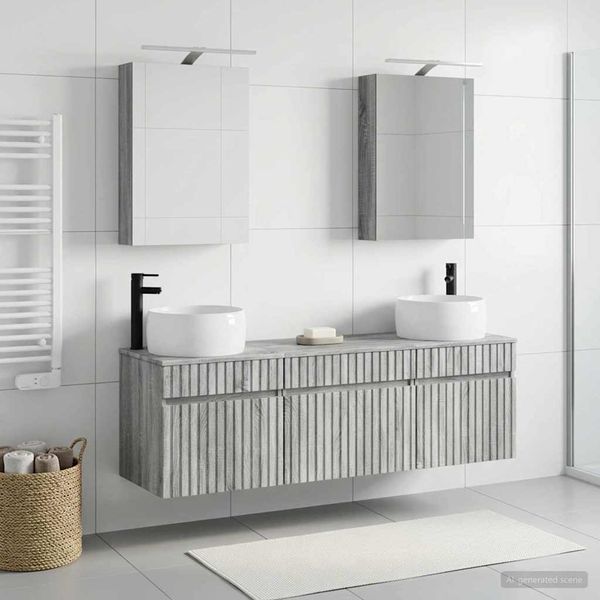 vidaXL Set kabinetov do kúpeľne 5 pcs Sivý Sonoma 50 x 14,5 x 70 cm