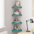 vidaXL Nástenné rohové police 4 ks modré 25x25x3,8 cm MDF