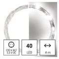 LED vianočný nano reťaz strieborný, 4 m, vonkajší aj vnútorný, studená biela, časovač