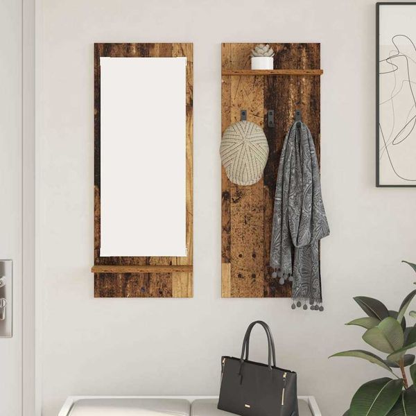 vidaXL Vešiak na stenu Staré drevo 70 x 10 x 90 cm Kompozitné drevo