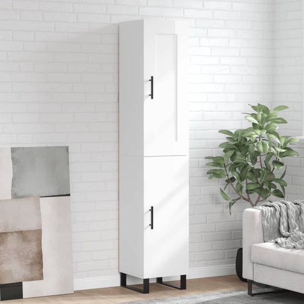 vidaXL Vysoká skrinka biela 34,5x34x180 cm spracované drevo