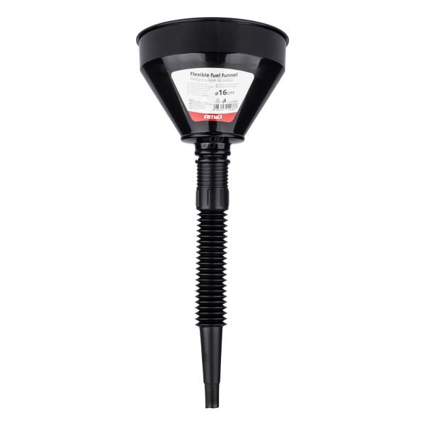Flexibilný čierny univerzálny lievik so sitkom na vodu v kvapalných pohonných hmotách 16 cm AMiO-04038
