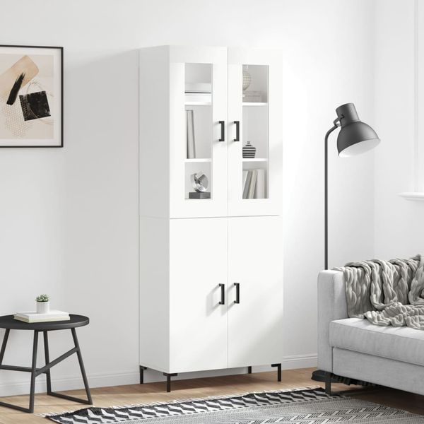 vidaXL Vysoká skrinka biela 69,5x34x180 cm spracované drevo