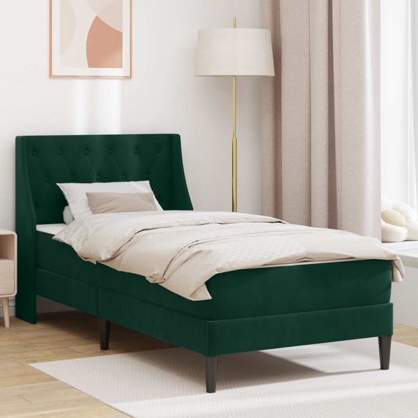vidaXL Rám postele s matracom Tmavozelená 100 x 200 cm Zamat